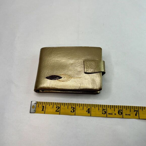 Princess Gardner Gem Vintage 60s Gold Leather Trifold Wallet Womens - Picture 11 of 12